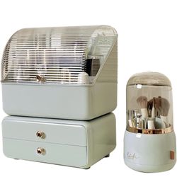 Ltytz Large Make up Organizer Green Set  Desktop Storage Box Transparent Cosmetics Lipstick Makeup Brush Large Capacity Storage Box Storage Box Storag