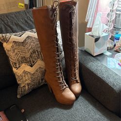 LACE UP & ZIPPERED TALL BOOTS -Sz 7- Never Worn