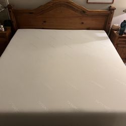 King Bed: Pine Headboard, Bed Frame, Box spring, Tuft & Needle Mattres
