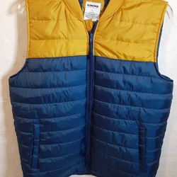 Sonoma Quilted Puffer Vest Men’s Size L Blue Yellow Sleeveless Lightweight


