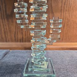 Cactus Paperweight Stacked Glass Squares