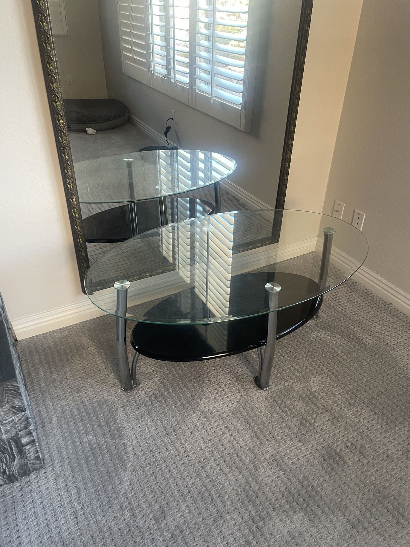 🖤 Glass & Chrome Table Set – Modern Coffee Table + 2 End Tables