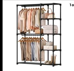 Gianna 49 Inch Hanging Clothes Rack, Portable Freestanding Multi-purpose Storage