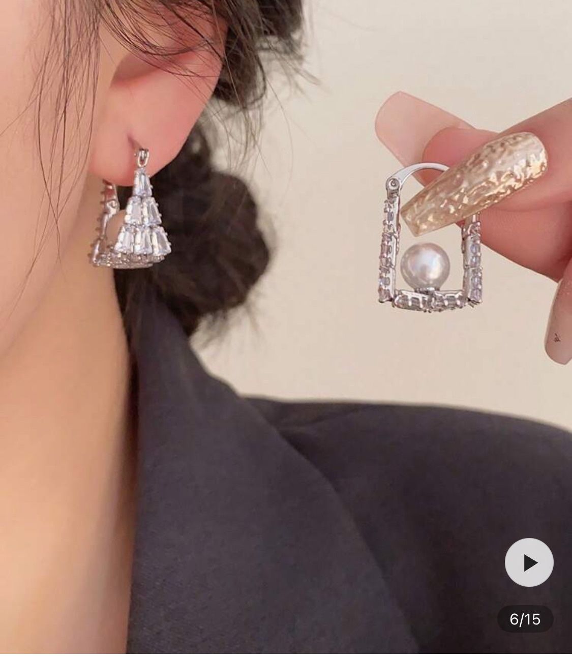 Unique Crystal Earrings With Delicate Pearl Inside