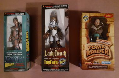 Bronze Age Lady Death, Fathom and Tomb Raider Wizard Toyfare exclusives lot of (3)