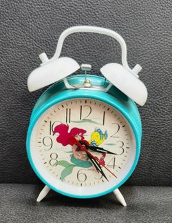 Vintage 1990s Disney The Little Mermaid Sunbeam Double Bell Alarm Clock featuring Ariel and Flounder in Original Box