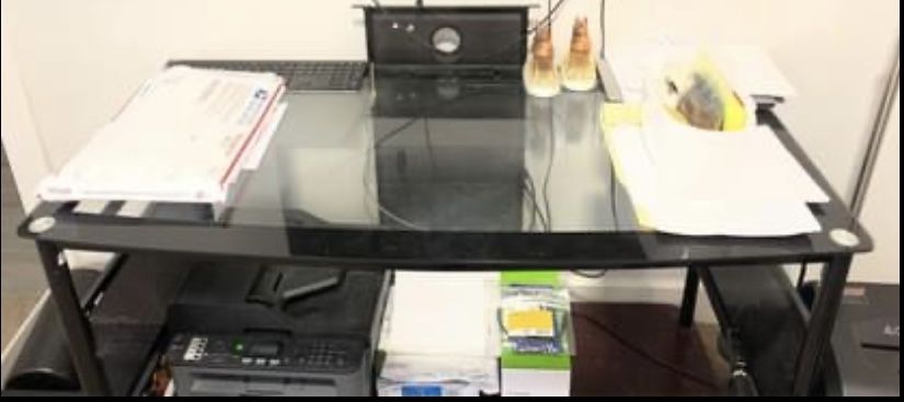 Glass Top Metal Frame Black Desk