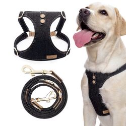 Puppytie Dog Harness, No Pull Dogs Harness and Multi-Function Leash Set for Medium Dogs Easy Walk Everyday Adjustable Soft Dog Vest Harness Fashionabl