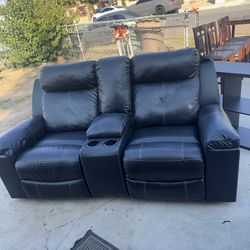 Reclining Sofa (black Leather) 