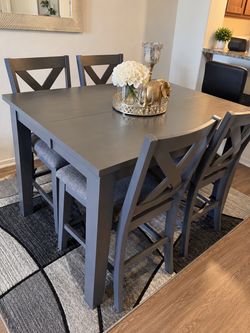 Gray Counter Height Dining Table with 4 Chairs