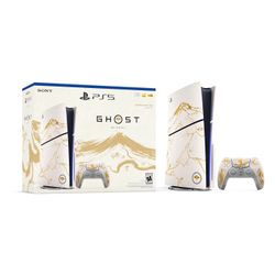 Ps5 console ghost of yotei limited edition gold colored slim disc edition