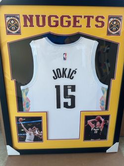 Nikola Jokic Autographed and Framed White Denver Jersey Auto Beckett COA