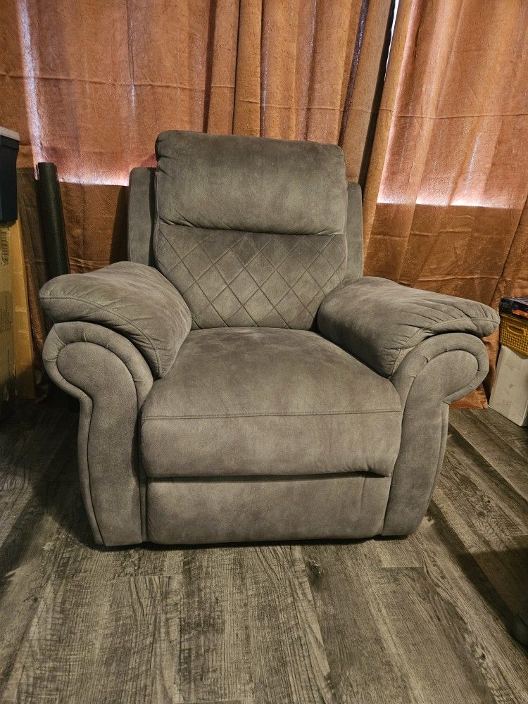 Grey Couch Recliner Rarely Used 