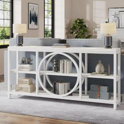 Tribesigns 70.9 inch Sofa Console Table, Modern Extra Long Entryway Tables with 3 Tier Storage Shelves Metal Frame for Foyer Hallway Living Room Behin