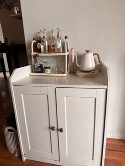 White Wood Storage Cabinet with Double Doors