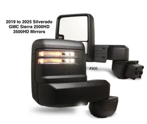 2019 to 2025 Chevy Silverado 2500HD 3500HD Pair Tow Mirror // 2019 To 2025 GMC Sierra 2500HD 3500HD Pair Tow Mirror Heated LH+RH