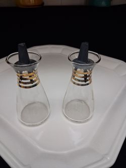 CORNINGWARE GOLD LINES SALT AND PEPPER SHAKERS