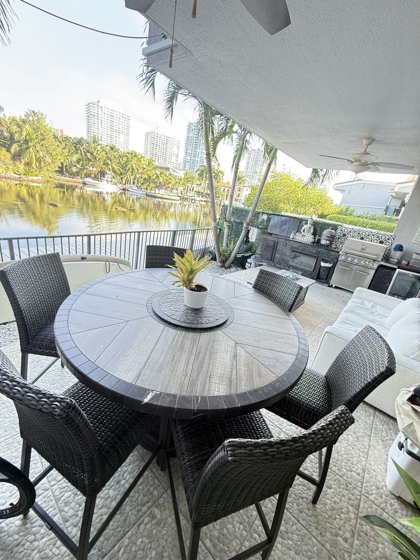 Outdoor Round Table With figure In The Middle.
