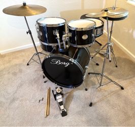 In Upland 91784. Borg 5 piece complete drum set 22 13 13 16” cymbals stands throne good cond $275 cash in Upland 91784