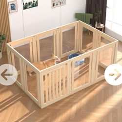 Dog Playpen with Door, 23.6" H, Wood Fence