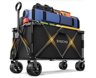 Qunler Collapsible Folding Wagon, Big Bucket Beach Cart, Heavy Duty Wagon