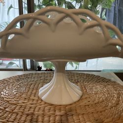 Milk Glass Banana Stand or Pedestal Fruit Basket by Colony Antique 