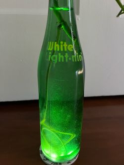 White Light-nin' Vintage Green Glass Soda Bottle