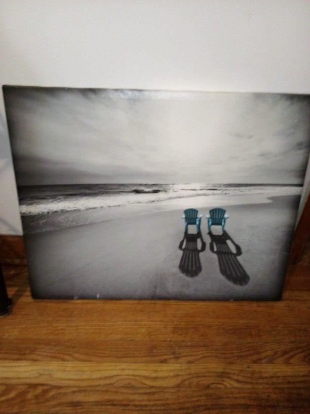Black And White Beach Painting