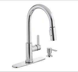Glacier Bay Paulina Single Handle Pull-Down Kitchen Faucet With Soap Bottle In Chrome