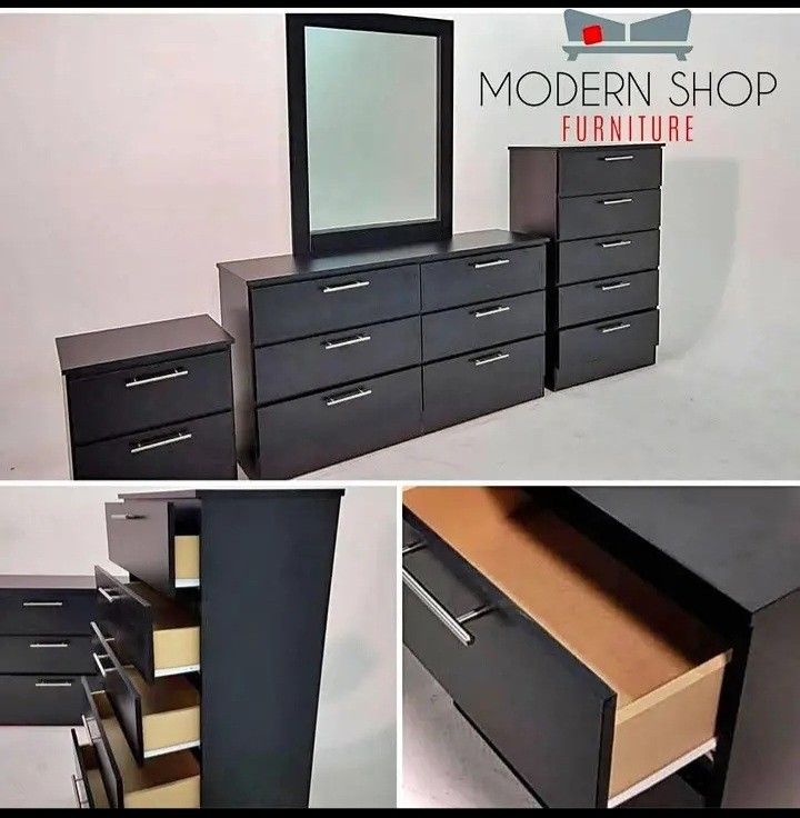 Dresser With Mirror Chest And One Nightstand *** Fast Delivery