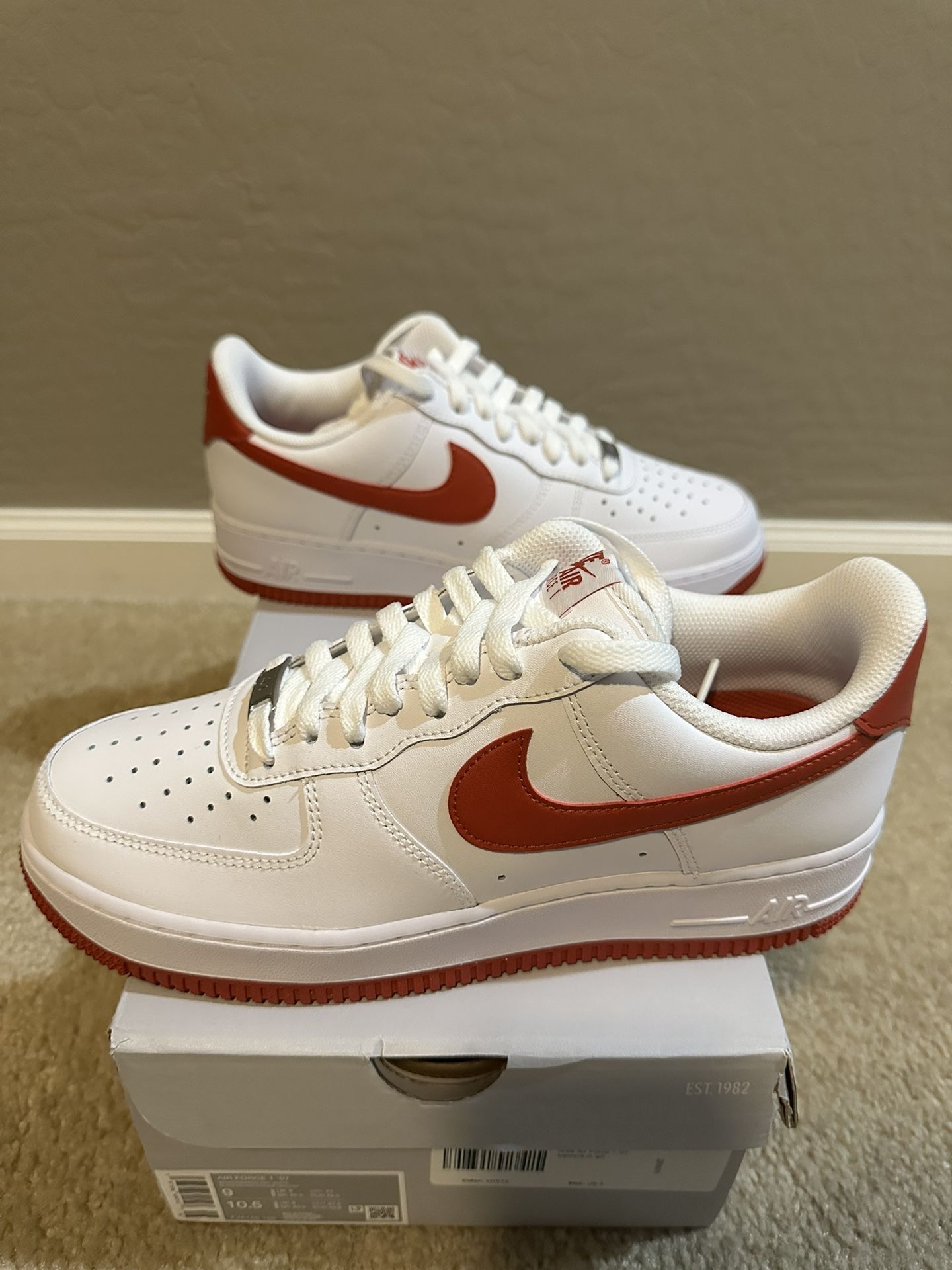 Brand New Nike Air Force 1 AF1 Low White Dragon Red Men’s Size 9