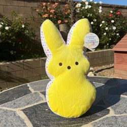 Just Born Peeps Plush YELLOW BUNNY, 16.5" Cotton Candy Scent w/Multicolored Dots