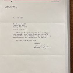 Ben Hogan Autographed Letter