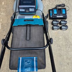 Makita DLM460Z Twin 18V (36V) with 4pack 18V 4Ah Batteries and Dual Charger DC18SH