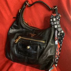 Prada Original Vintage Blk Leather Hobo Bag