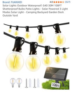 Solar Lights Outdoor Waterproof: G40 30M 100FT Shatterproof Bulbs Patio Lights