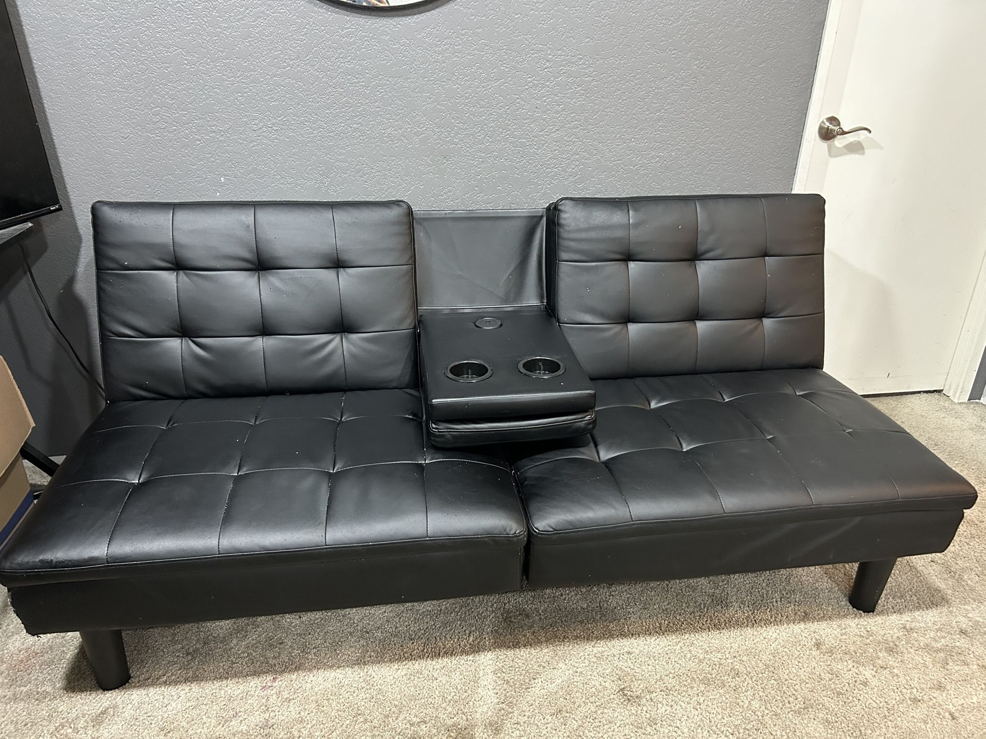 Black Leather Futon