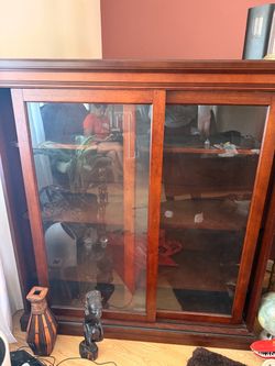 Mahogany Glass Sliding door cabinet
