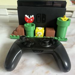 Nintendo Switch With Pro Controller And Mario Dock