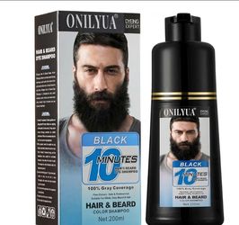 New in Box Men's Black Beard & Hair Dye Shampoo Long Lasting