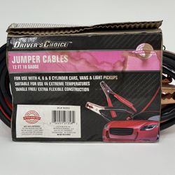 Driver’s Choice 12FT 10 Gauge Jumper Cables Heavy Duty Booster Cables