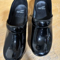 Dansko Black Patten Leather Clogs