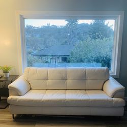 Beautiful White Leather Couch 