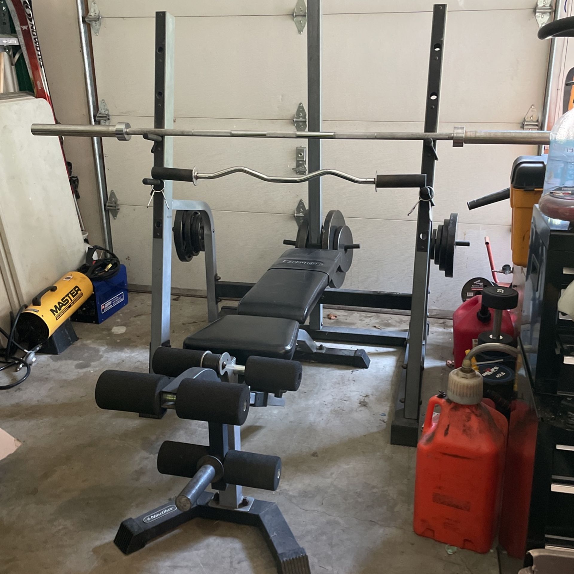 Weights, Cable Machine, Bench, And Rack. 