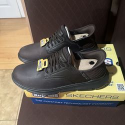 Skechers Garza Gervin Work Chocolate Sneakers Men's 10 Slipin Running Shoes Size 10