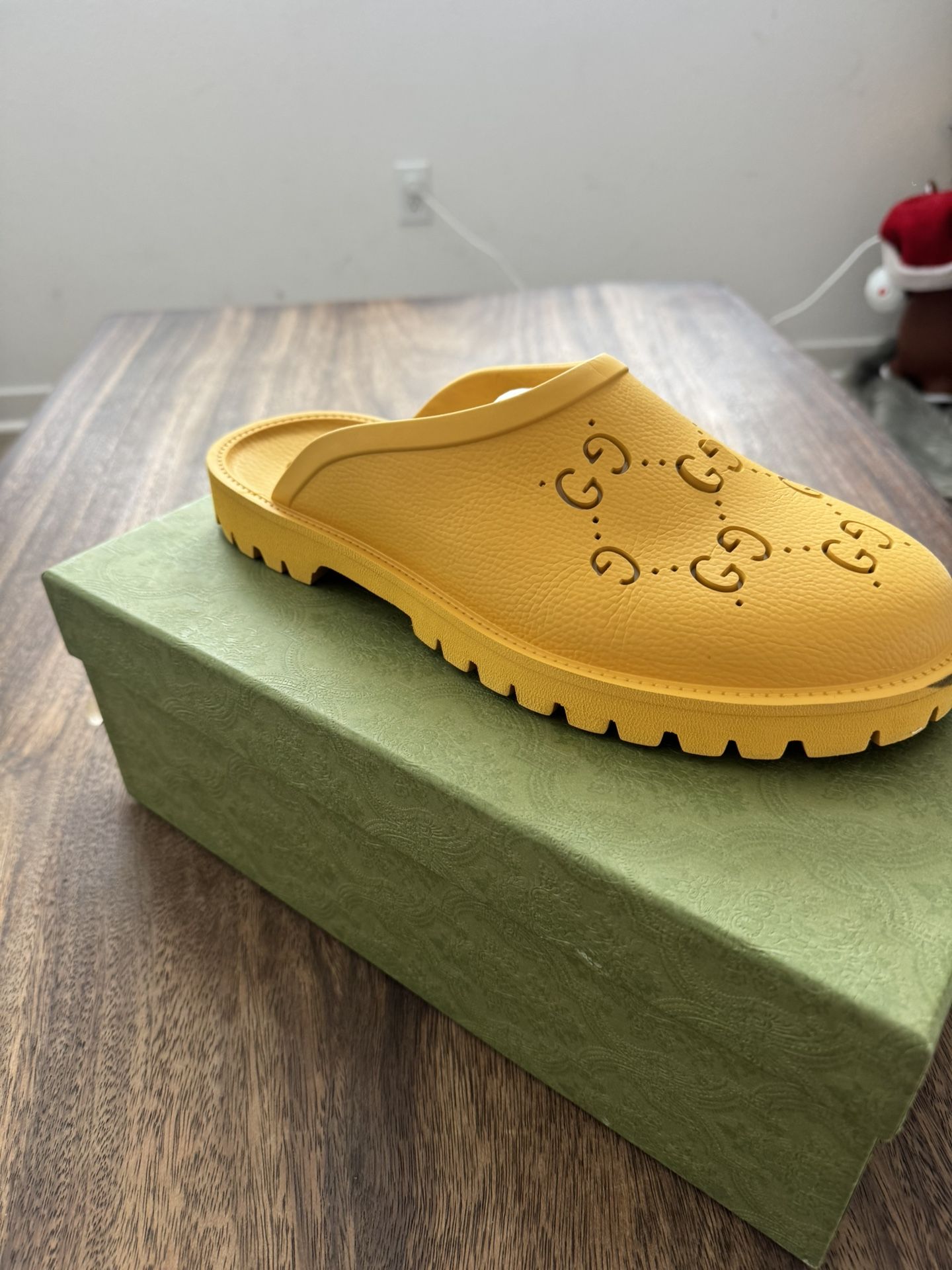 GUCCI YELLOW MULE SLIDES