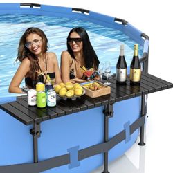 New-BoYata Pool Bar, Above Ground Pool Side Bar, 49.4×9.6" Galvanized Iron Poolside Table Holds 110LBS, Swim Up Bars Fit Top Rails 4.48" or Less, Fram
