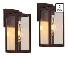 2 Pack Oil Rubbed Bronze Outdoor Porch Lights Wall Mount, Waterproof Outdoor Wall Light Fixture