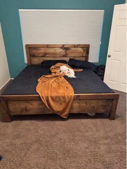 King bed frame and mattress