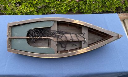 Wooden Decorative 28” ROW BOAT CANOE Nautical Theme Yard Art Display NEEDS REPAIRS